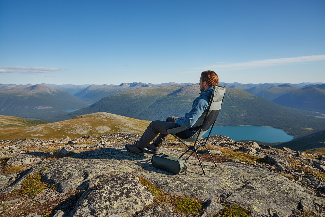 Campingstol på bergstopp