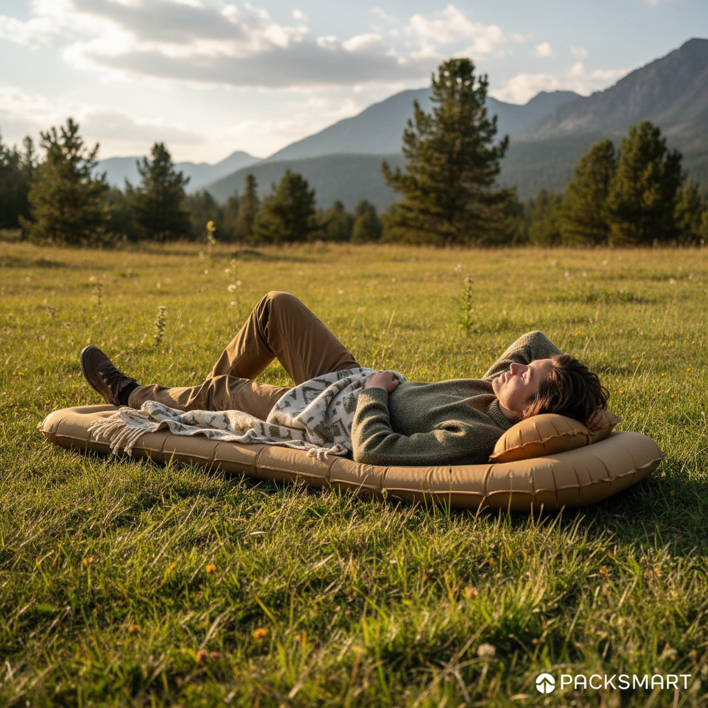 Självuppblåsande Liggunderlag & Luftmadrass för Camping | R-värde 4, Inbyggd Kudde & Pump