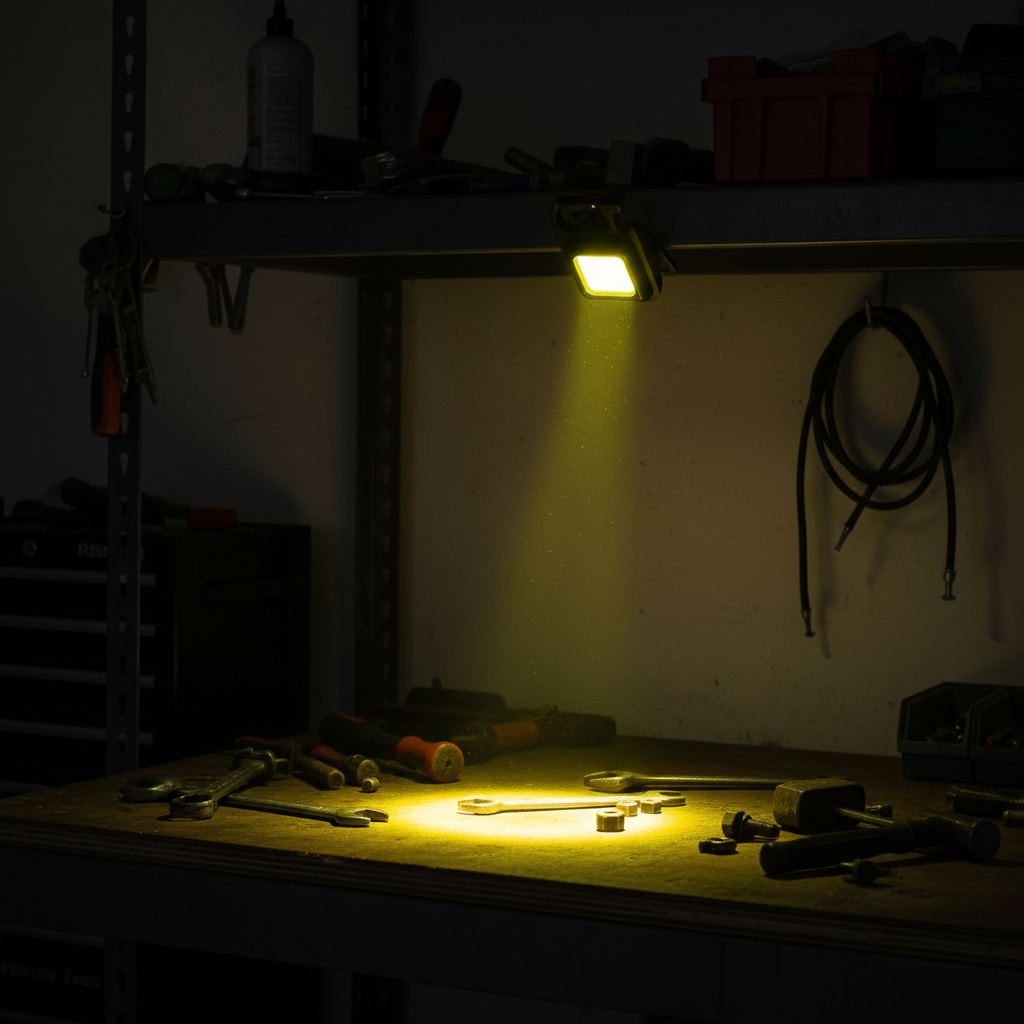 Mini LED Arbetslampa Nyckelring - COB Ficklampa med Magnet & Karbinhake