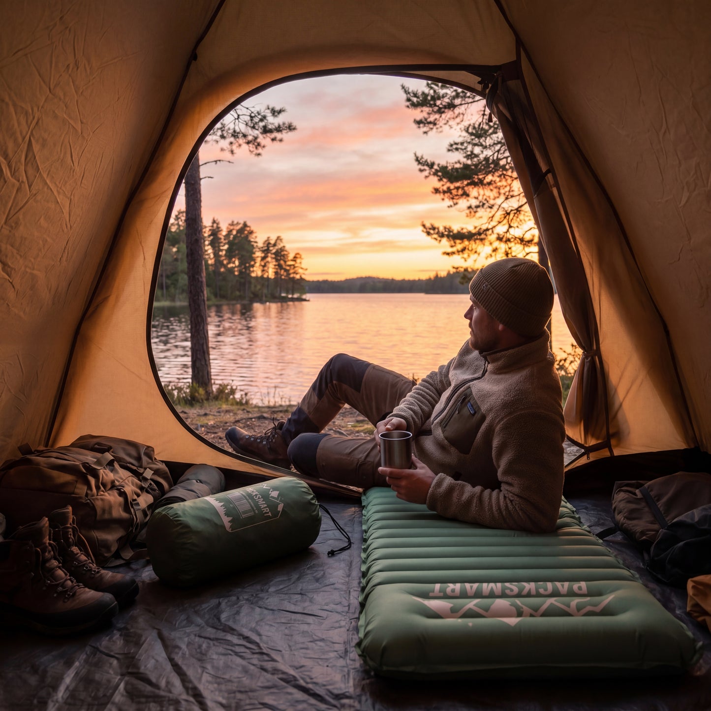 Selvoppusteligt liggeunderlag & luftmadras til camping