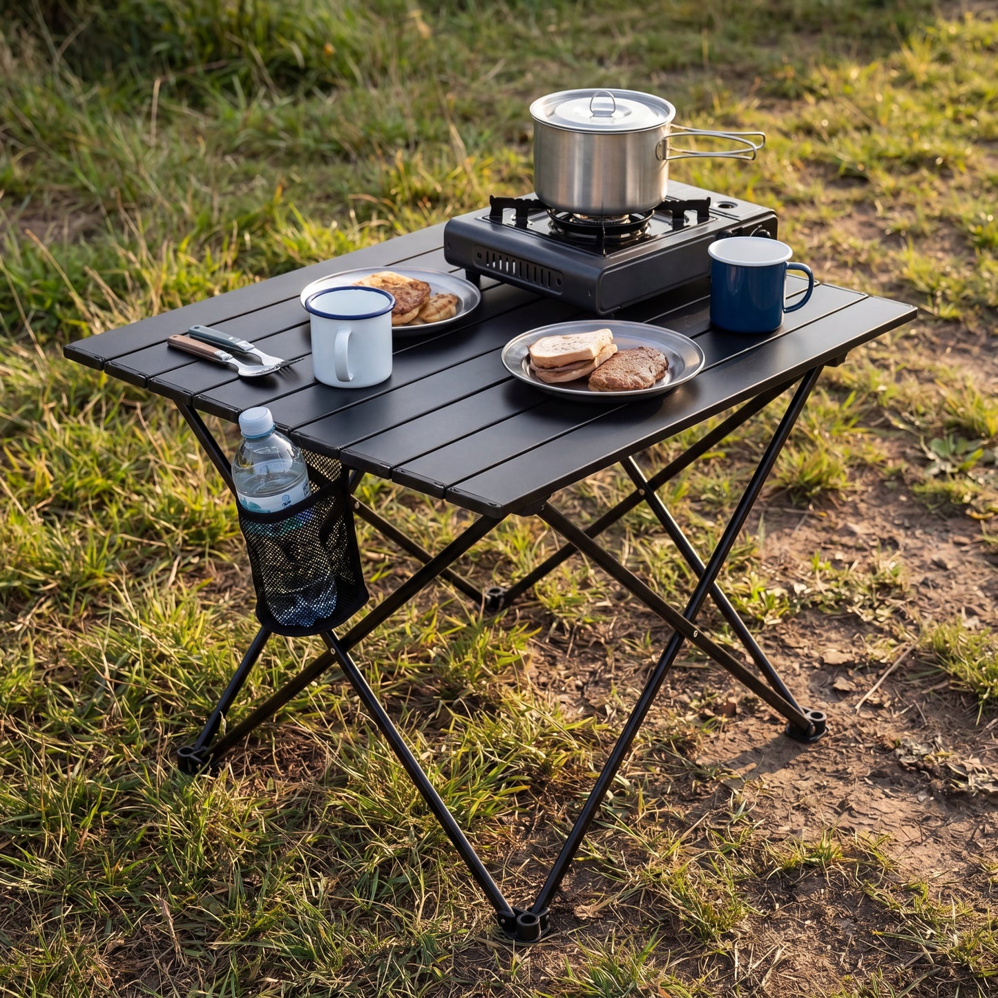 Packsmart Foldable Camping Table – Aluminium 59x40x39 cm
