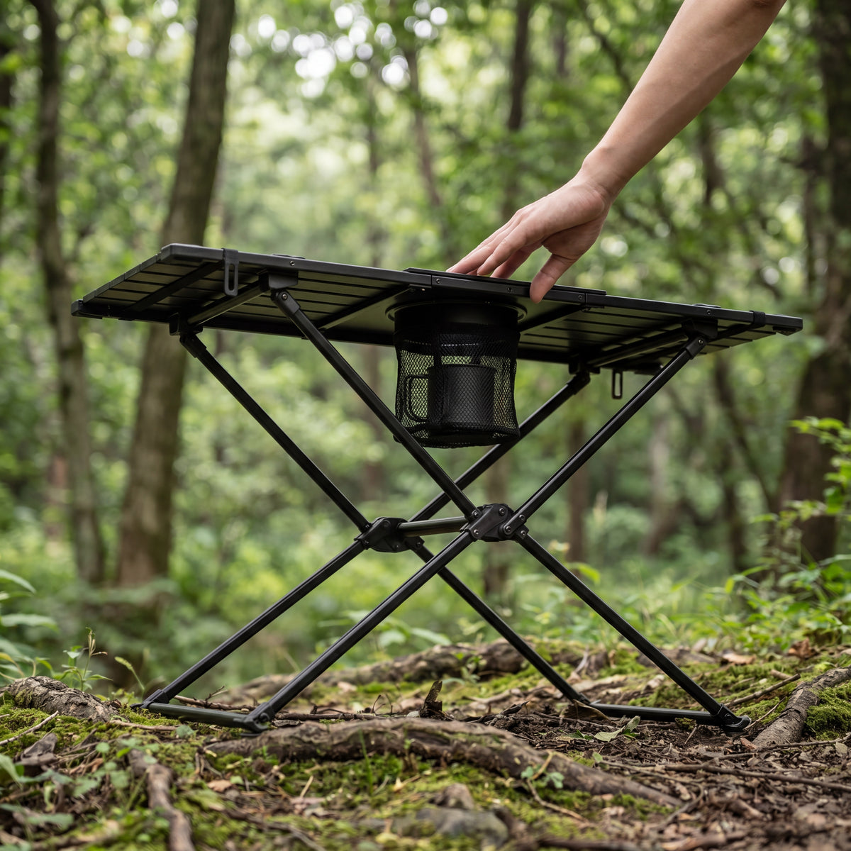 Packsmart Foldable Camping Table – Aluminium 59x40x39 cm