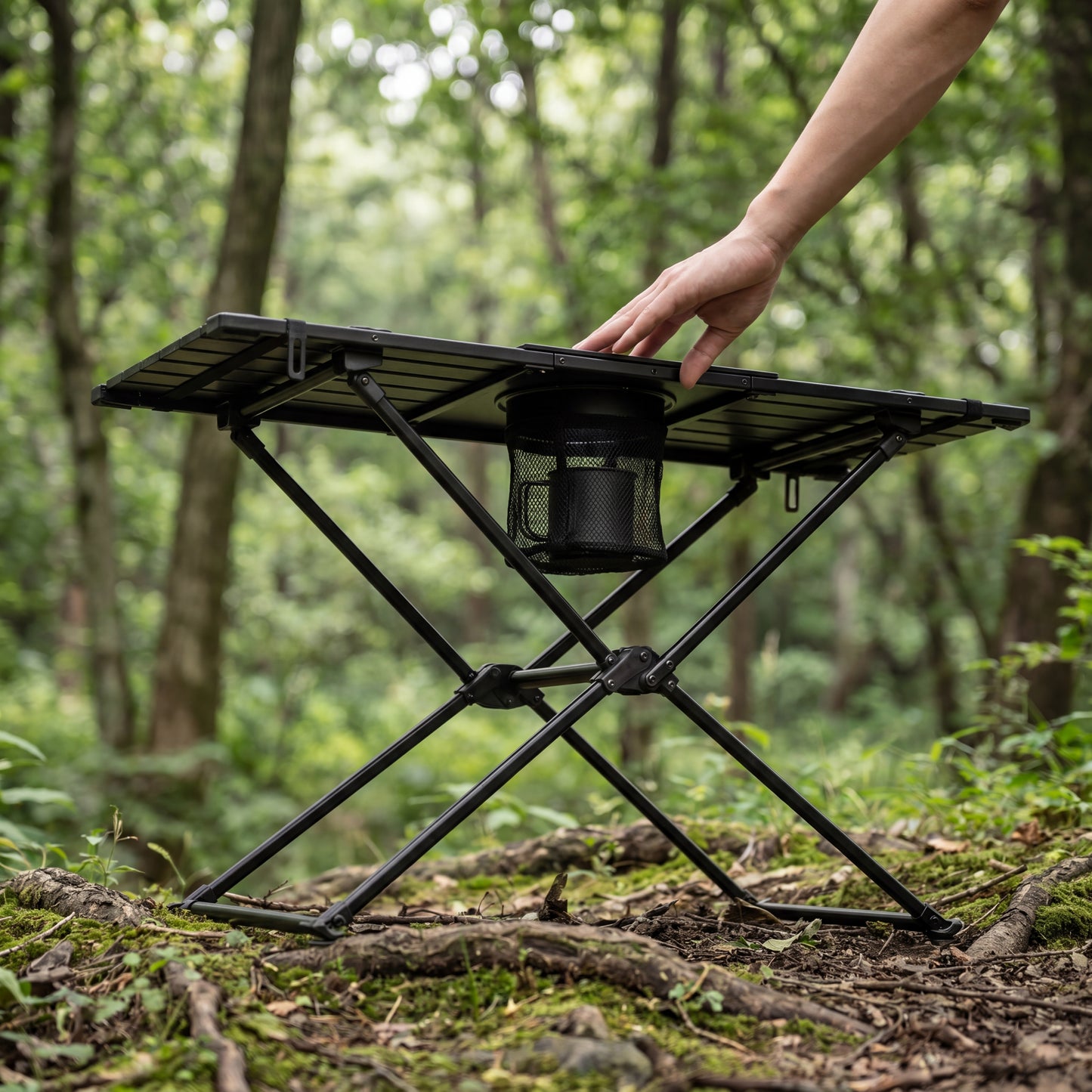 Packsmart Foldable Camping Table – Aluminium 59x40x39 cm