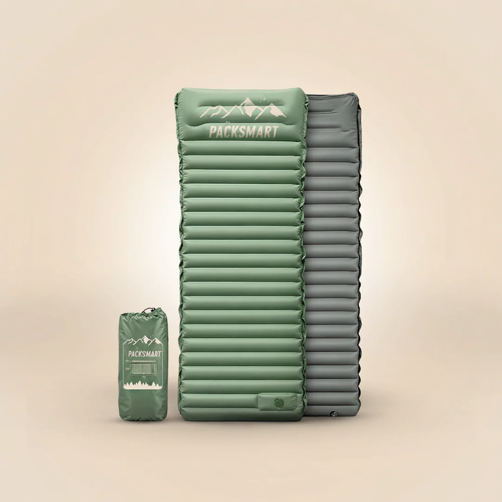 Självuppblåsande Liggunderlag & Luftmadrass för Camping | R-värde 4, Inbyggd Kudde & Pump