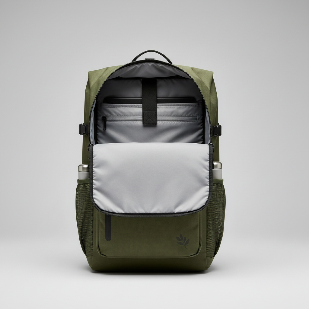 Nordic Roll-Top 28L öppen med laptopfack