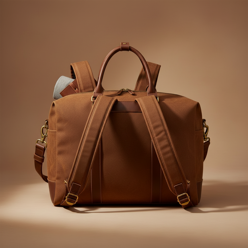 Weekender Canvas 35L bakifrån med axelremmar