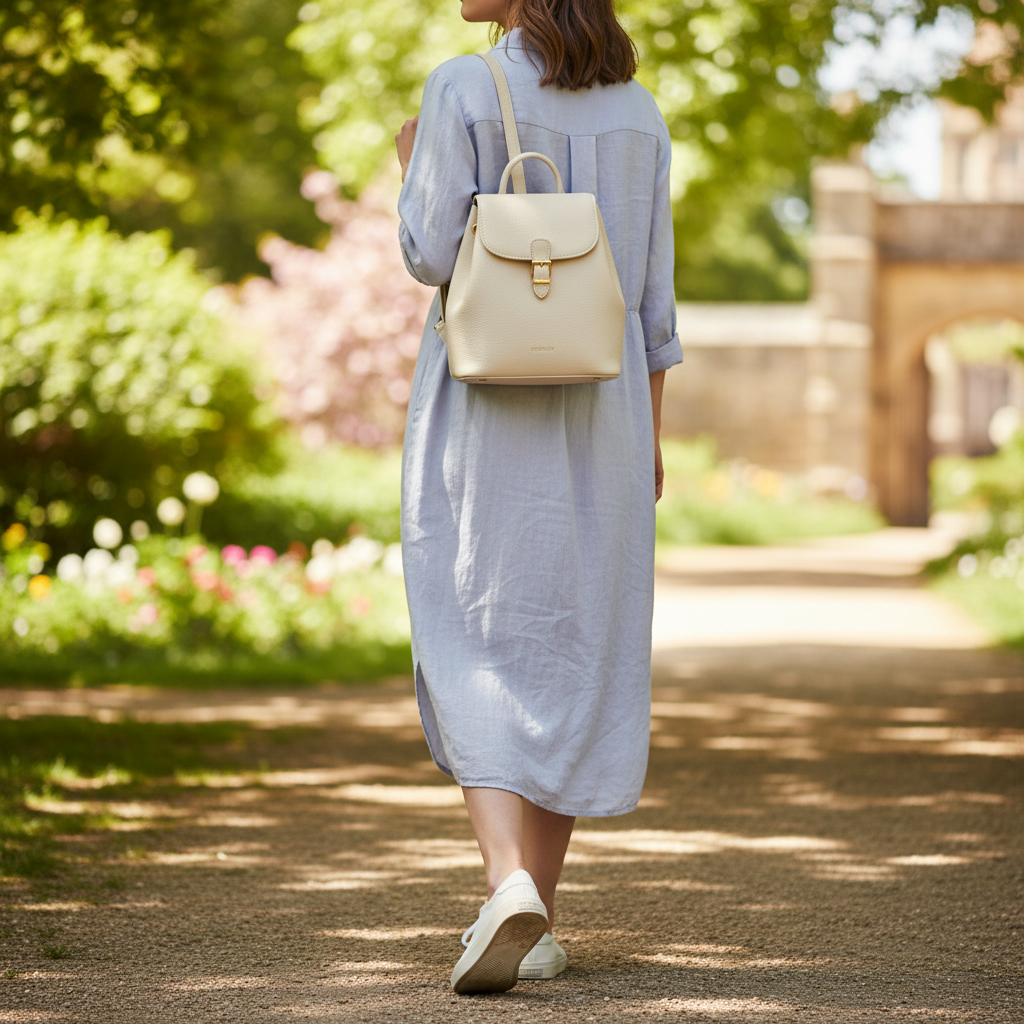 Person bär Mini Cream 12L utomhus