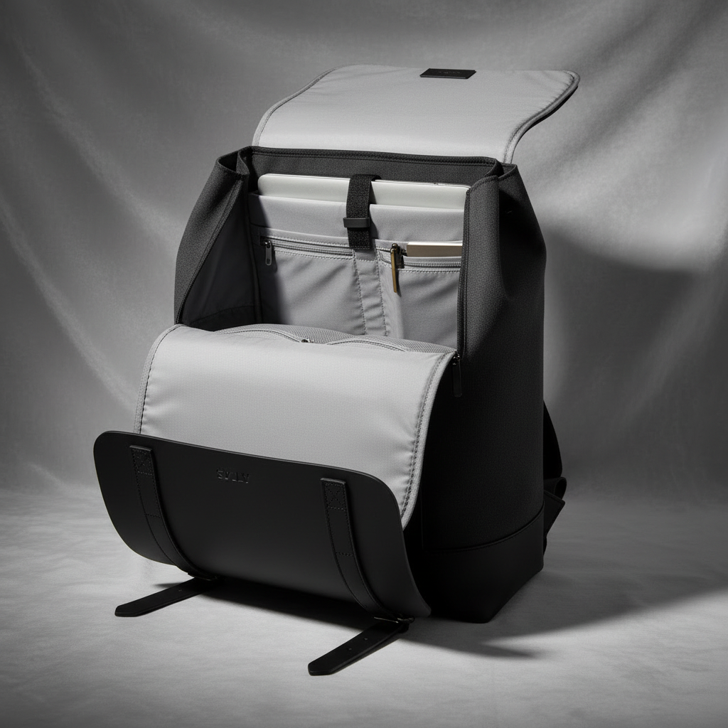 Voyager 25L öppen med laptopfack