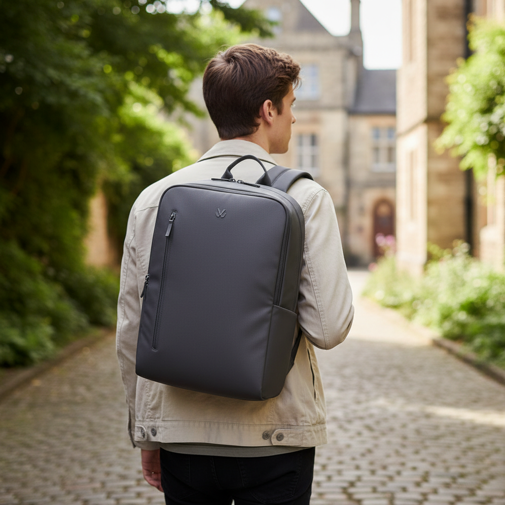 Person bär Studio Slim 18L utomhus