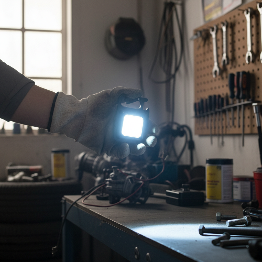 Mini LED Arbetslampa Nyckelring - COB Ficklampa med Magnet & Karbinhake