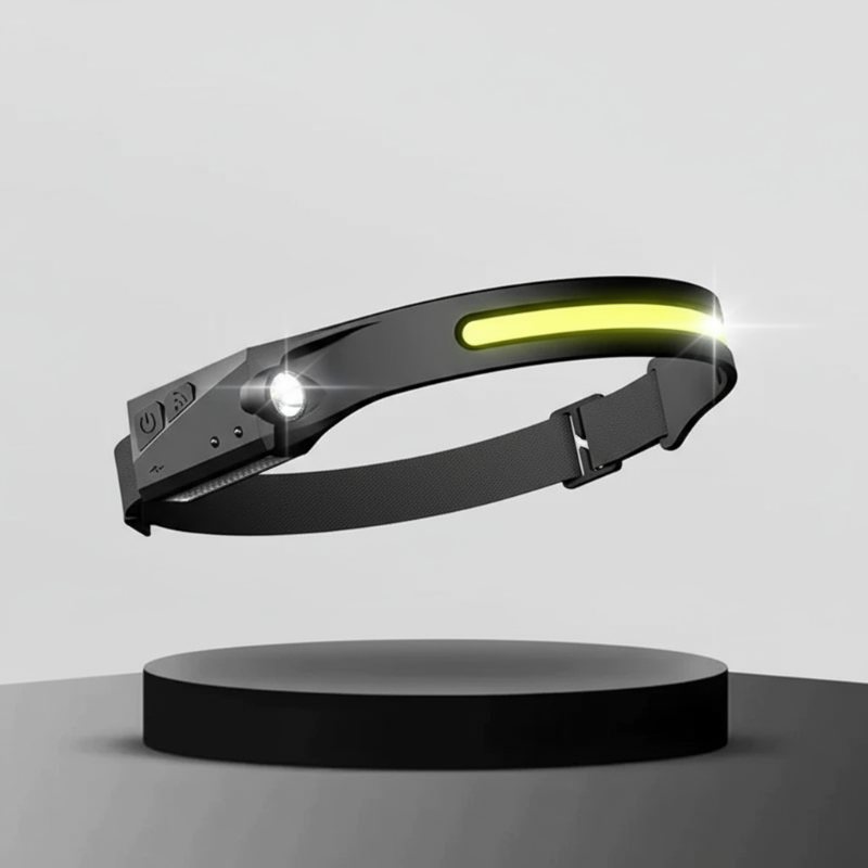 Närbild pannlampa 1000 lumen